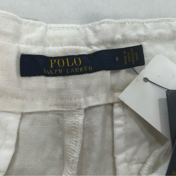 Polo Ralph Lauren High waisted 100% Linen walking shorts womens size 6 beige NEW - Picture 5 of 14